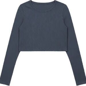 Marika Long Sleeve Crop Top - Dusty Blue
